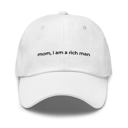 mom, i am a rich man cap in white